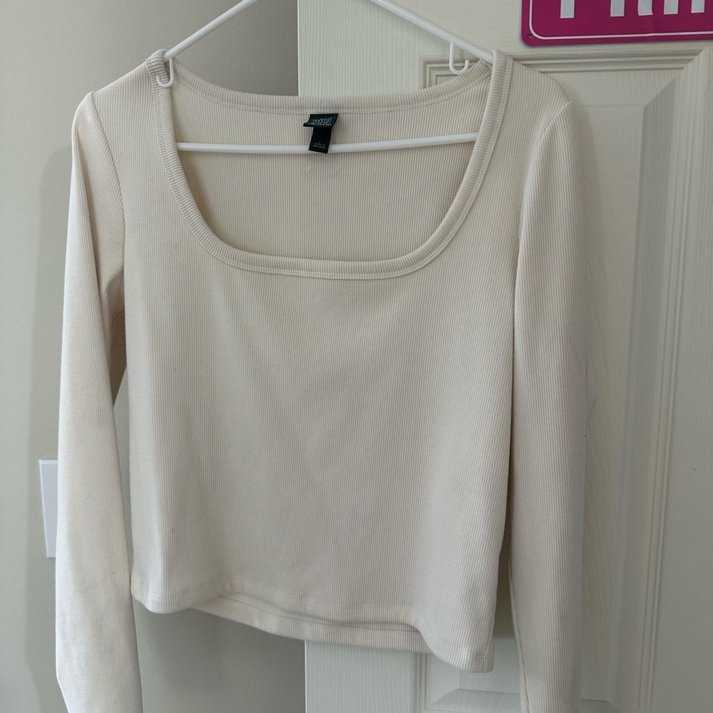 Wild Fable Cream Fitted Crop Blouse